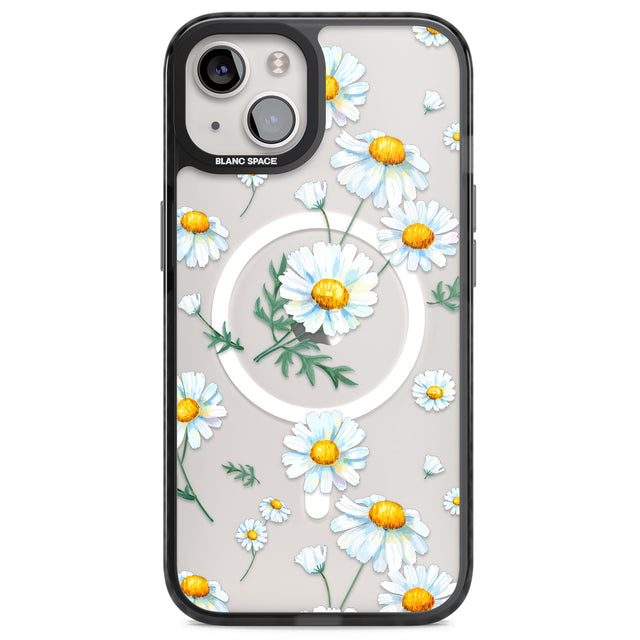 Vintage Painted Daisies Magsafe Black Impact Phone Case for iPhone 13, iPhone 14, iPhone 15