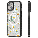 Vintage Painted Daisies Magsafe Black Impact Phone Case for iPhone 13, iPhone 14, iPhone 15