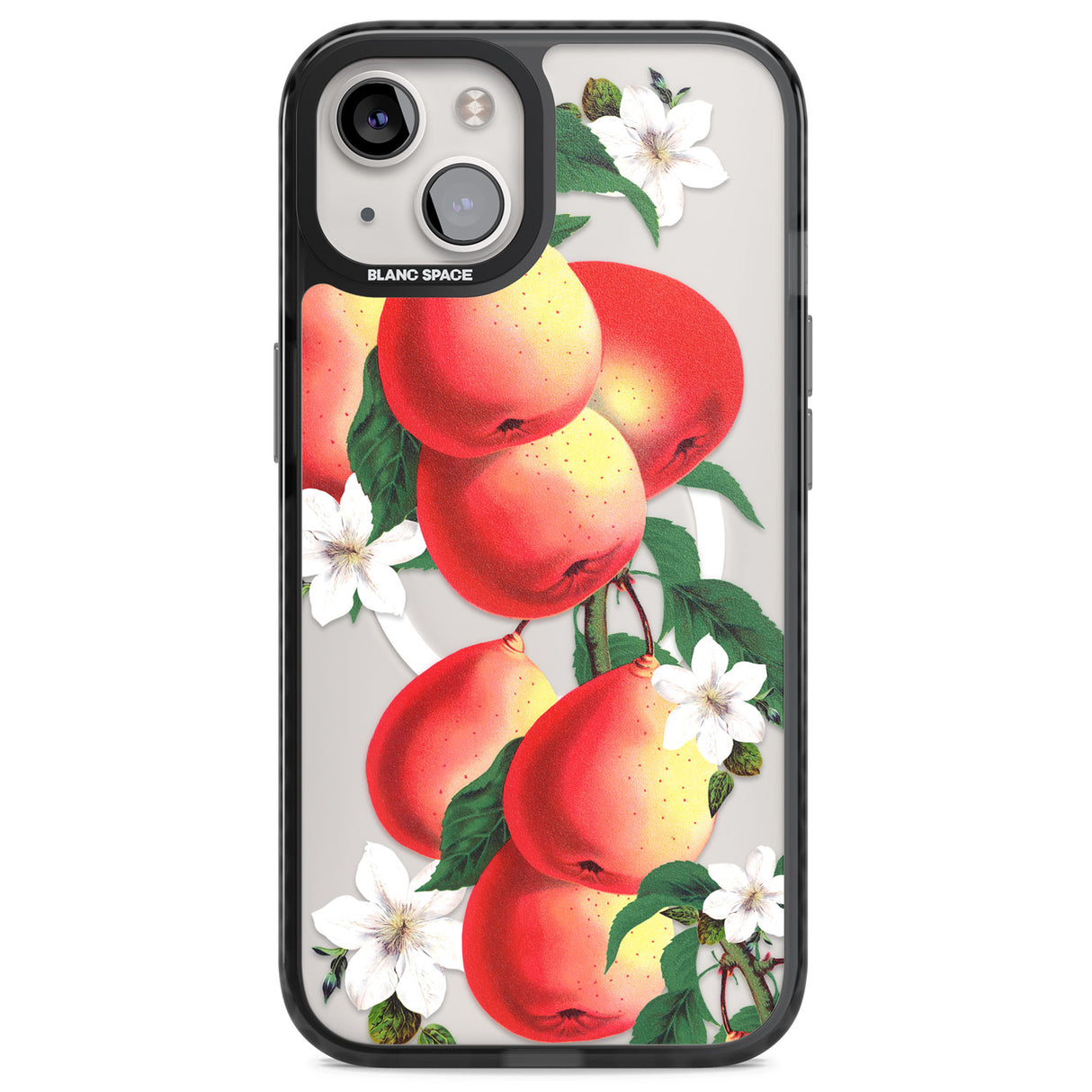 Vintage Painted Peaches Magsafe Black Impact Phone Case for iPhone 13, iPhone 14, iPhone 15