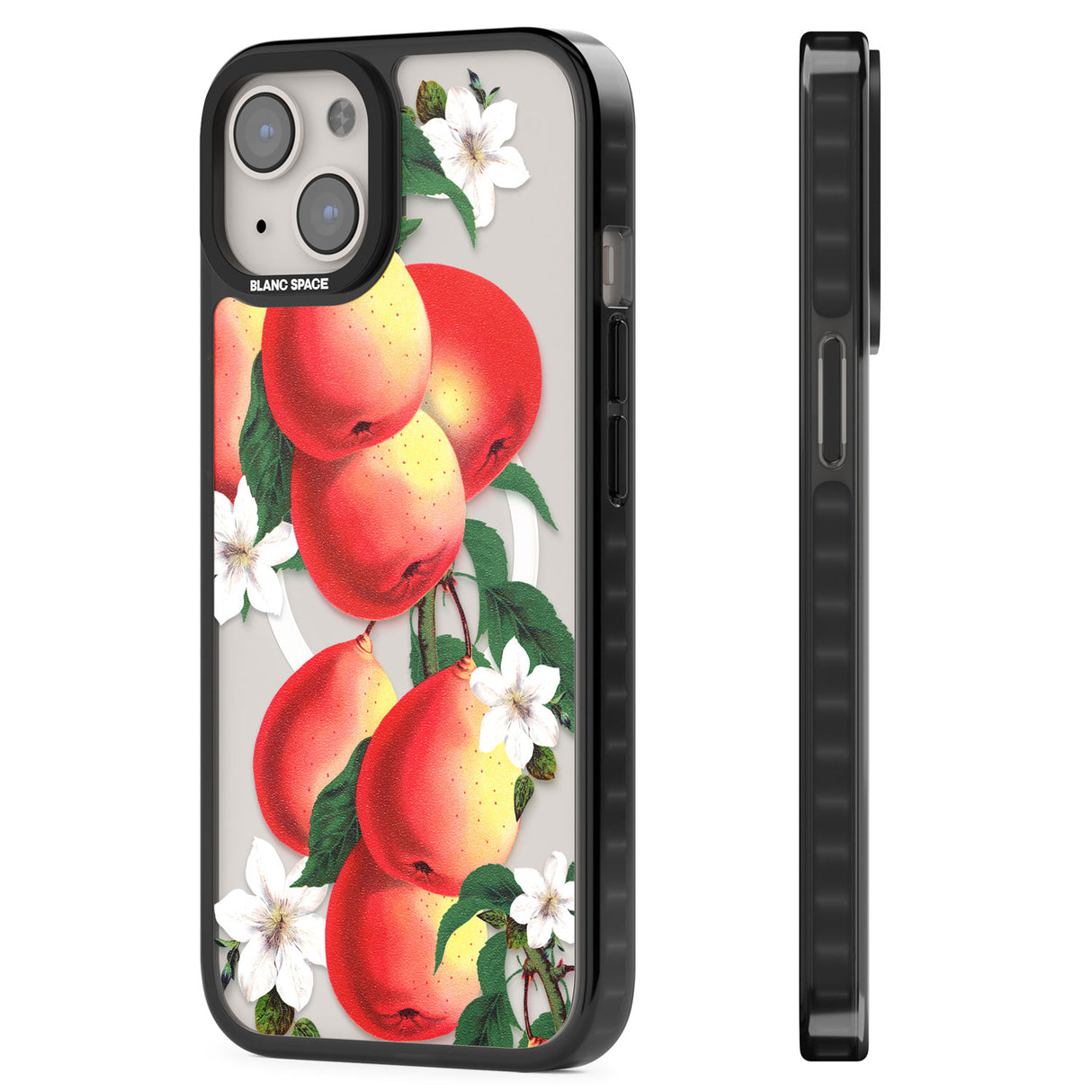 Vintage Painted Peaches Magsafe Black Impact Phone Case for iPhone 13, iPhone 14, iPhone 15