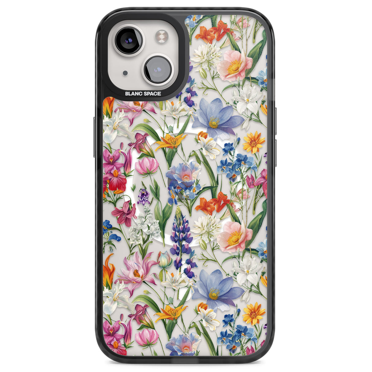 Vintage Wildflowers Magsafe Black Impact Phone Case for iPhone 13, iPhone 14, iPhone 15