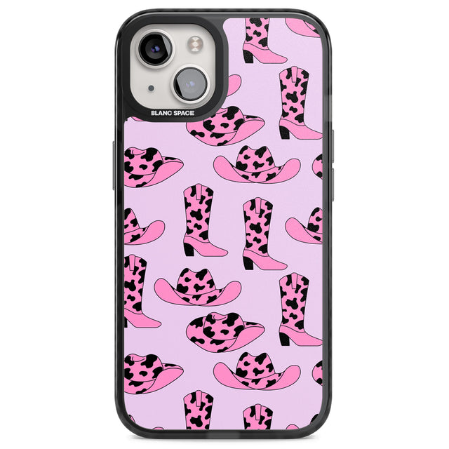 Cow-Girl Pattern Magsafe Black Impact Phone Case for iPhone 13, iPhone 14, iPhone 15