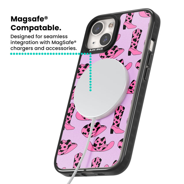 Cow-Girl Pattern Magsafe Black Impact Phone Case for iPhone 13, iPhone 14, iPhone 15