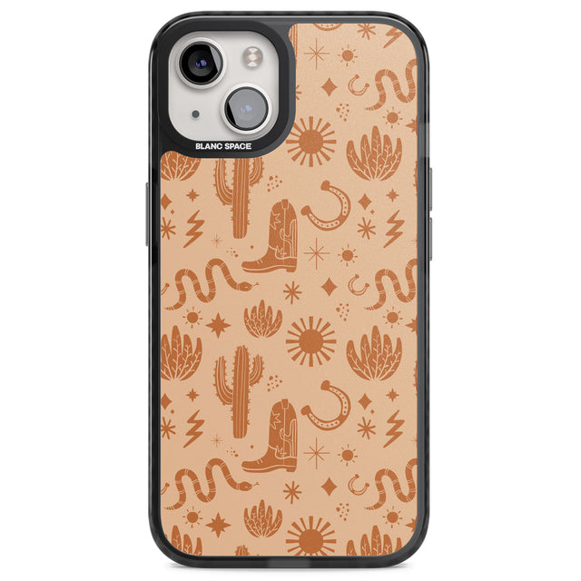 Wild West Pattern Magsafe Black Impact Phone Case for iPhone 13, iPhone 14, iPhone 15