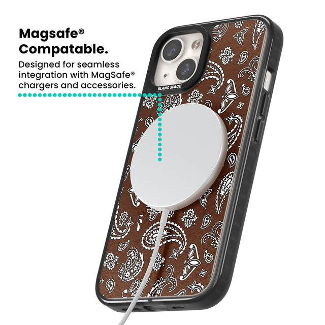 Brown Bandana Magsafe Black Impact Phone Case for iPhone 13, iPhone 14, iPhone 15