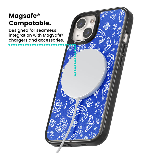 Blue Bandana Magsafe Black Impact Phone Case for iPhone 13, iPhone 14, iPhone 15