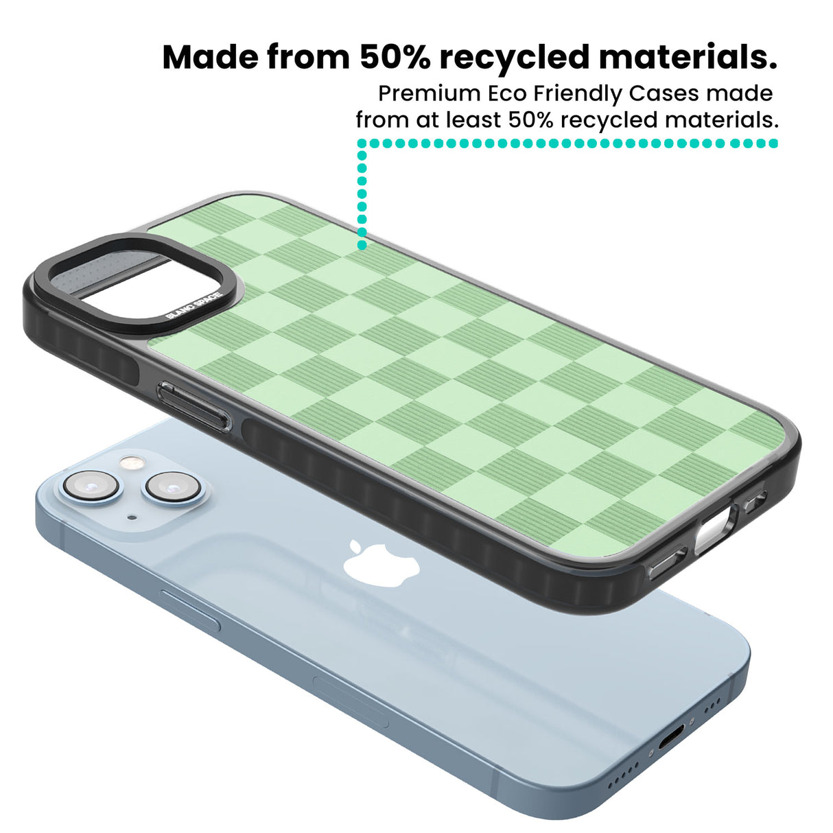 SEAFOAM CHECKERED Black Impact Phone Case for iPhone 13, iPhone 14, iPhone 15