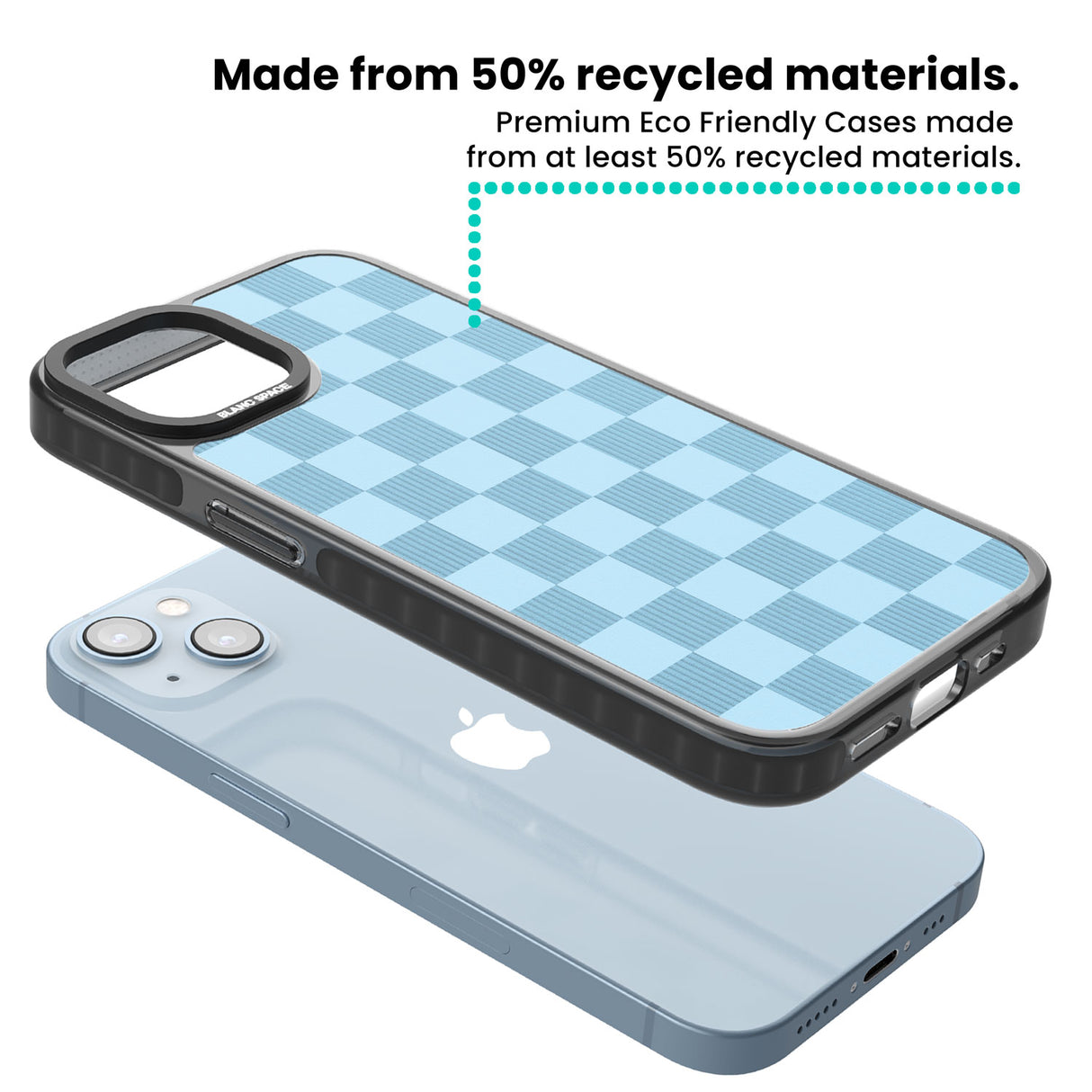 SKYBLUE CHECKERED Black Impact Phone Case for iPhone 13, iPhone 14, iPhone 15