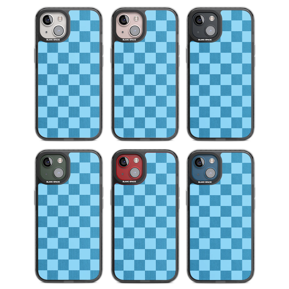 SKYBLUE CHECKERED Black Impact Phone Case for iPhone 13, iPhone 14, iPhone 15