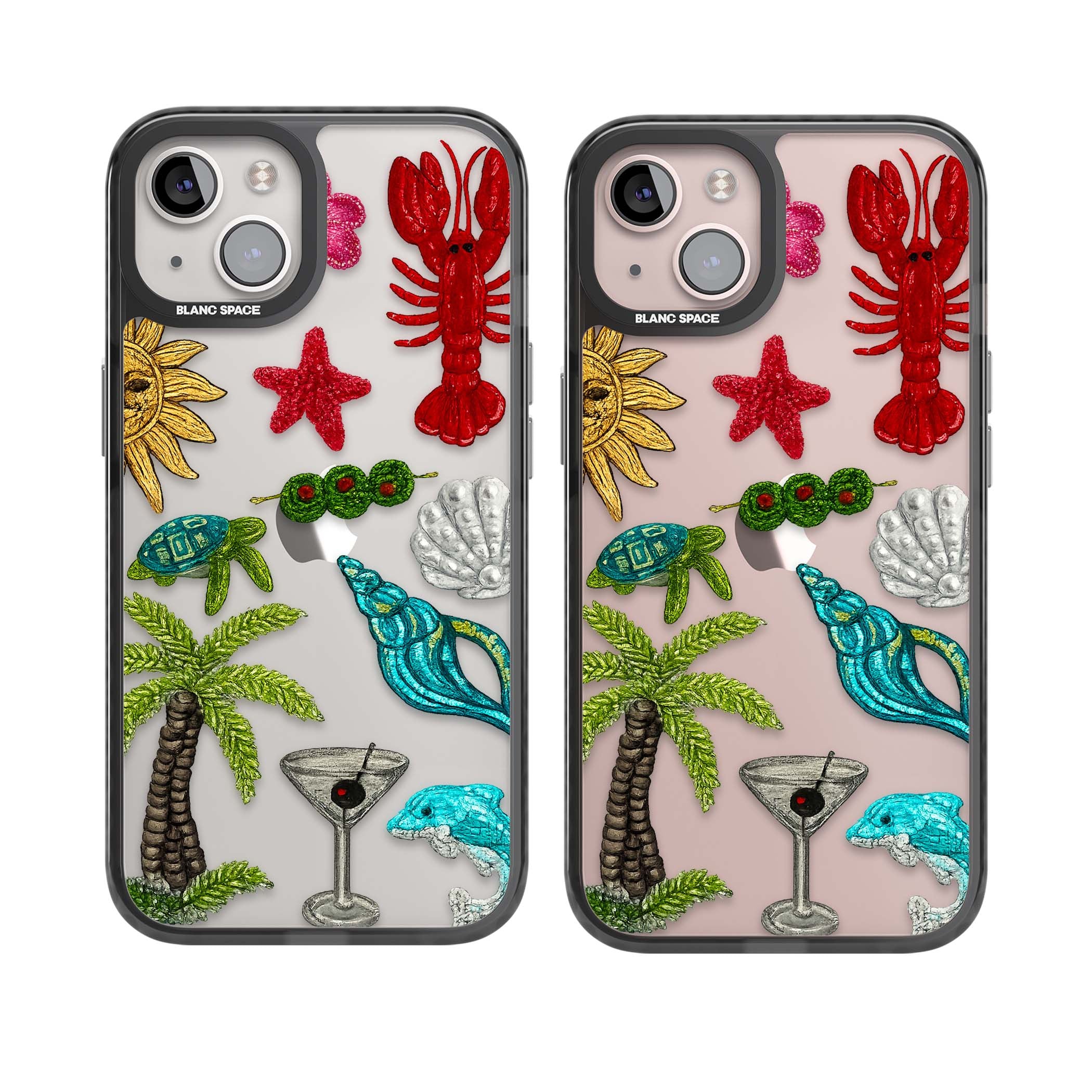 Painted Coastal Pattern coastal iPhone case | Black Impact case for iPhone 13, iPhone 14, iPhone 15