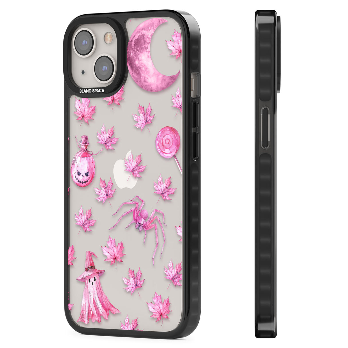 Pink Moon & Maple Black Impact Phone Case for iPhone 13, iPhone 14, iPhone 15