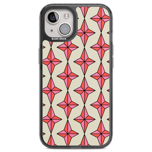 Rose Stars Pattern Black Impact Phone Case for iPhone 13, iPhone 14, iPhone 15