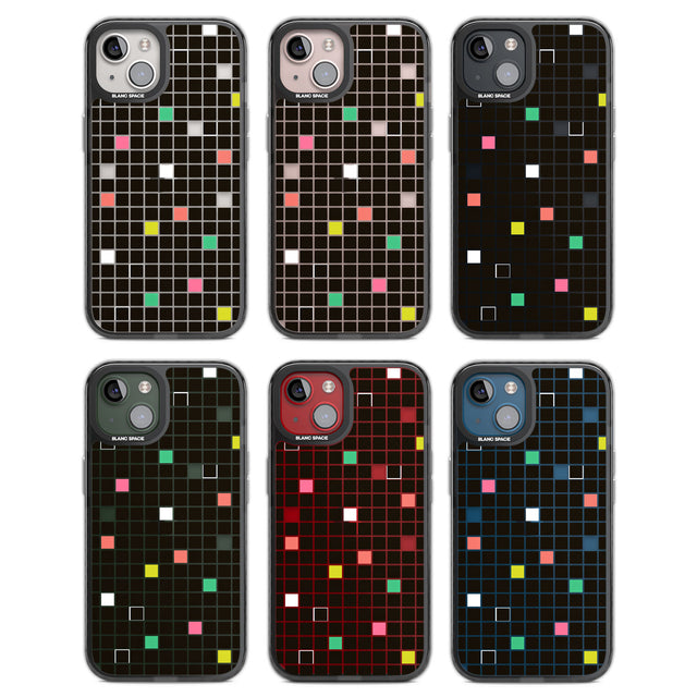 Vibrant Black Geometric Grid Black Impact Phone Case for iPhone 13, iPhone 14, iPhone 15