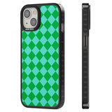 Retro Green Diamond Plaid Black Impact Phone Case for iPhone 13, iPhone 14, iPhone 15