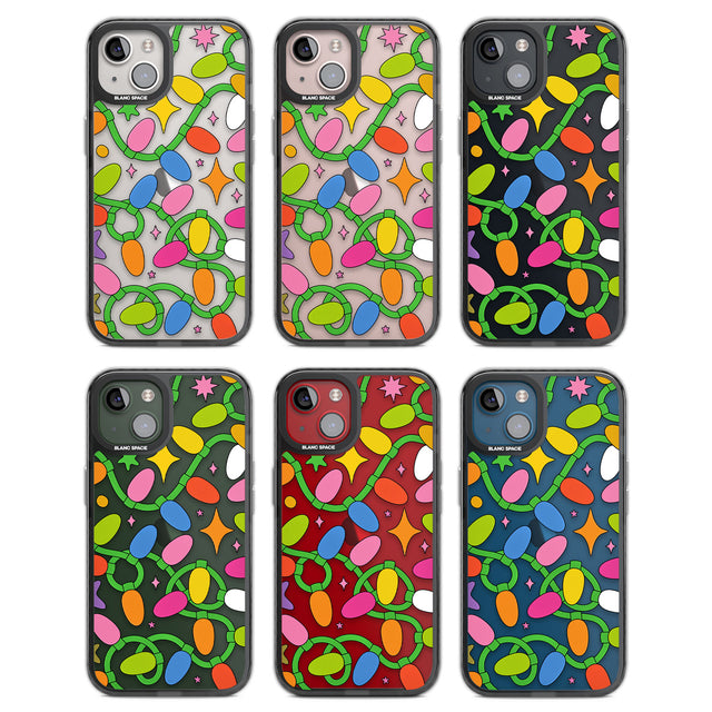 Festive Lights Pattern Black Impact Phone Case for iPhone 13, iPhone 14, iPhone 15