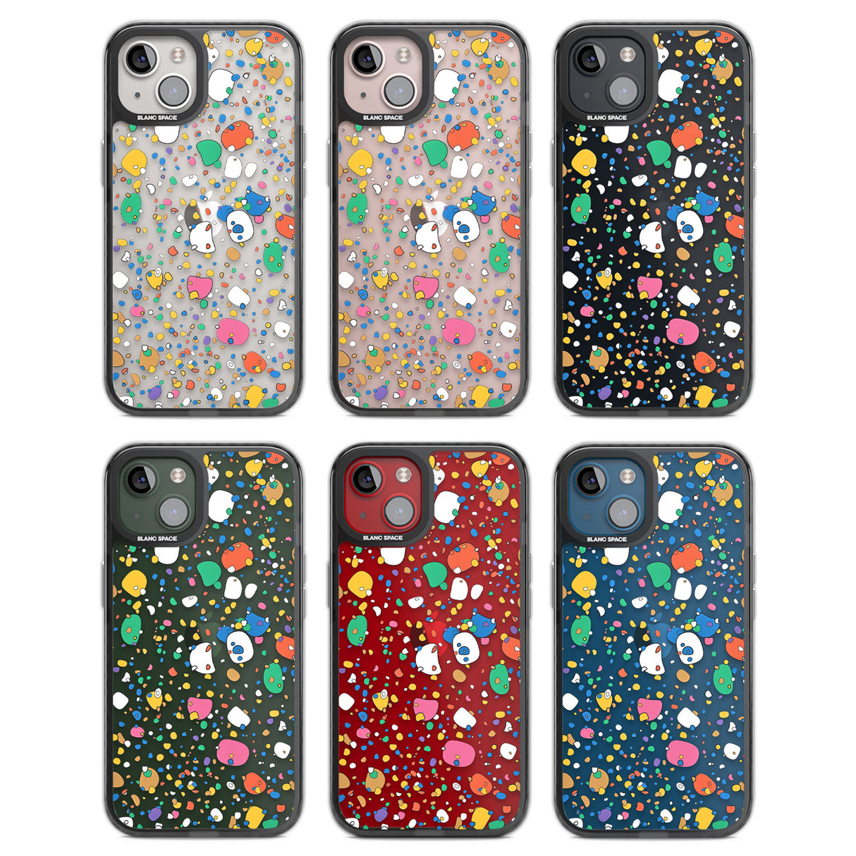 Colourful Confetti Pebbles Black Impact Phone Case for iPhone 13, iPhone 14, iPhone 15