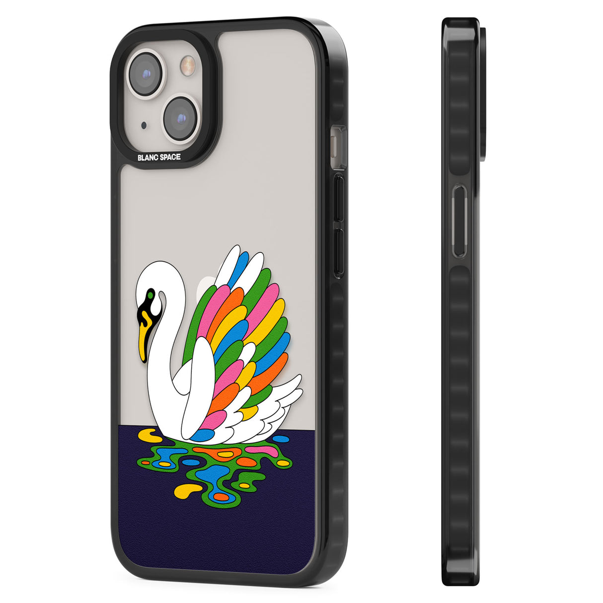 Serene Swan Black Impact Phone Case for iPhone 13, iPhone 14, iPhone 15