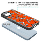 Colourful Crane Pattern (Orange) Black Impact Phone Case for iPhone 13, iPhone 14, iPhone 15