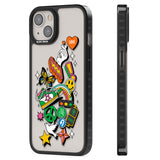 Nostalgic Sticker Collage Black Impact Phone Case for iPhone 13, iPhone 14, iPhone 15