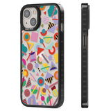 Retro Carnival Shapes Black Impact Phone Case for iPhone 13, iPhone 14, iPhone 15