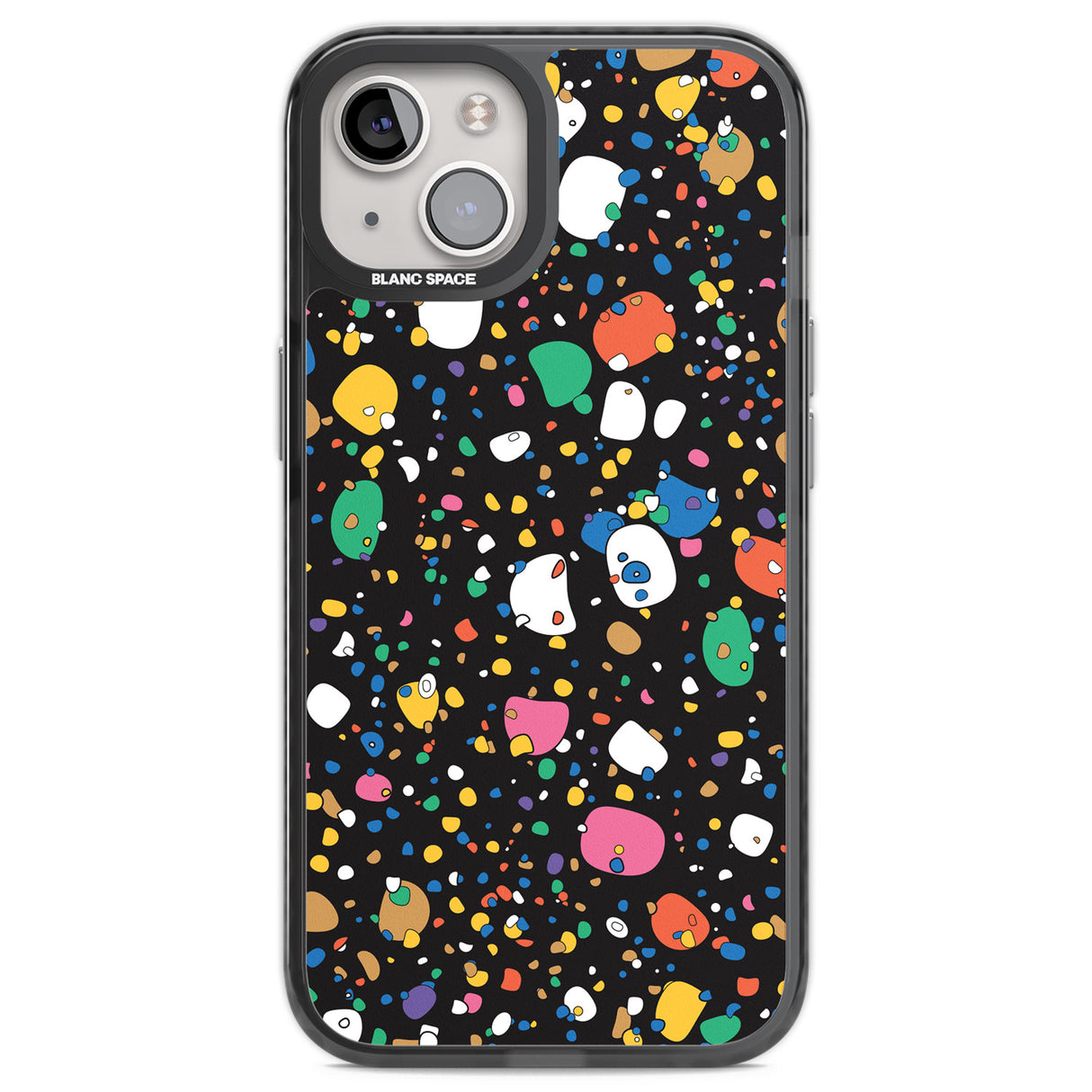 Colourful Confetti Pebbles (Black) Black Impact Phone Case for iPhone 13, iPhone 14, iPhone 15