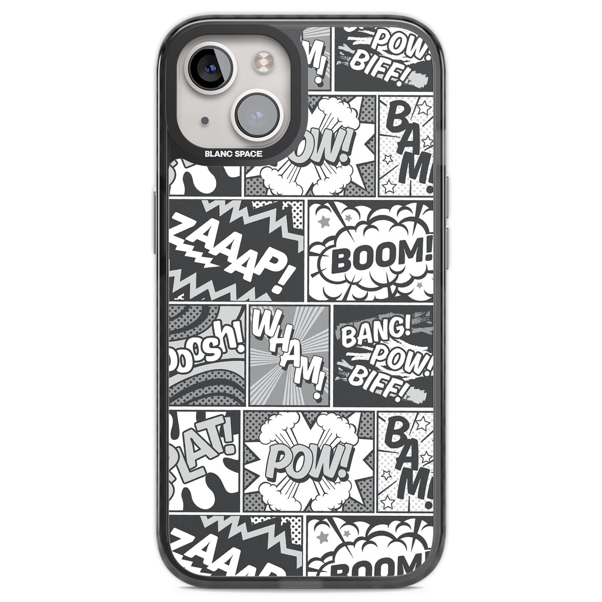 Onomatopoeia (Black & White) Black Impact Phone Case for iPhone 13, iPhone 14, iPhone 15