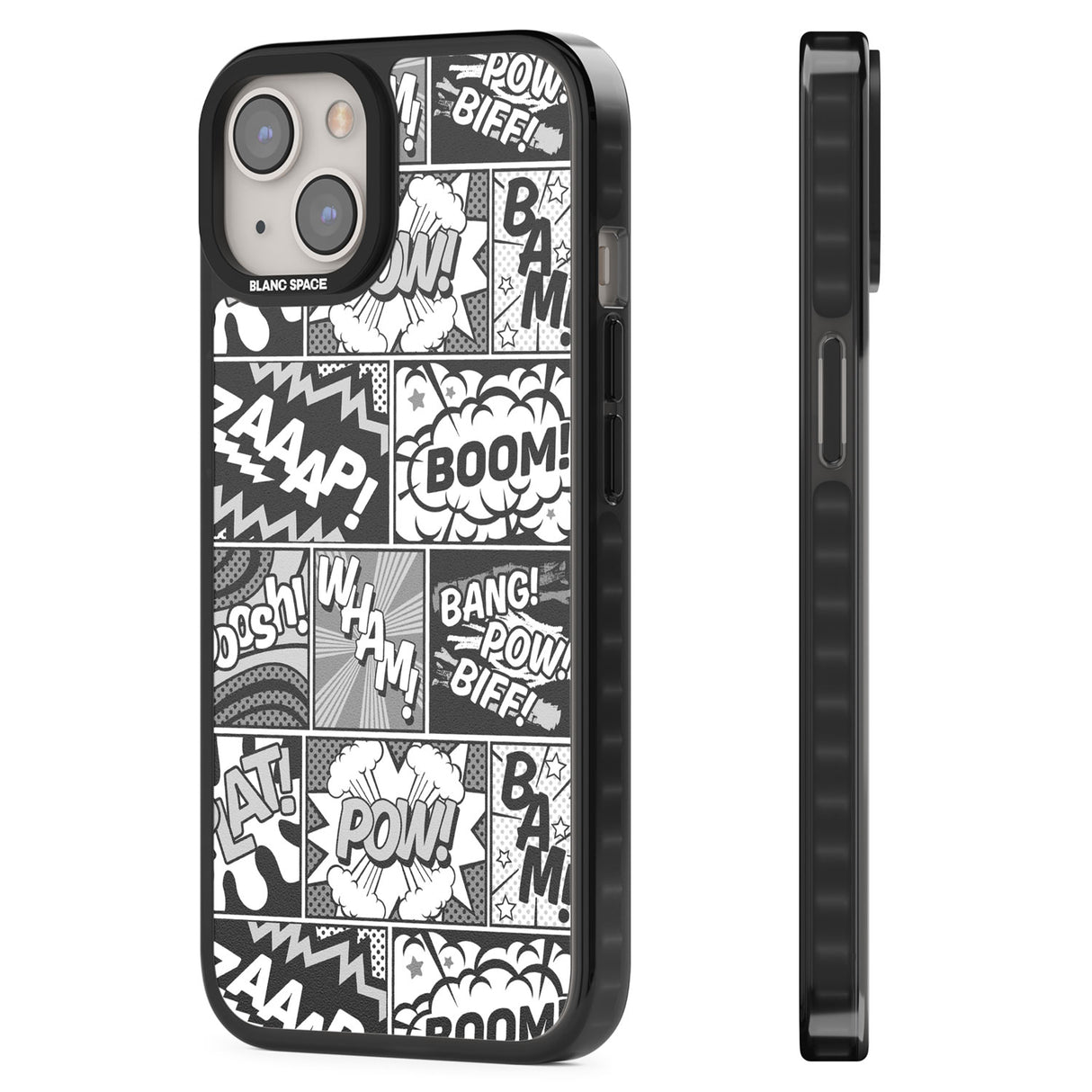 Onomatopoeia (Black & White) Black Impact Phone Case for iPhone 13, iPhone 14, iPhone 15