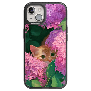 Cat In Pink Flowers