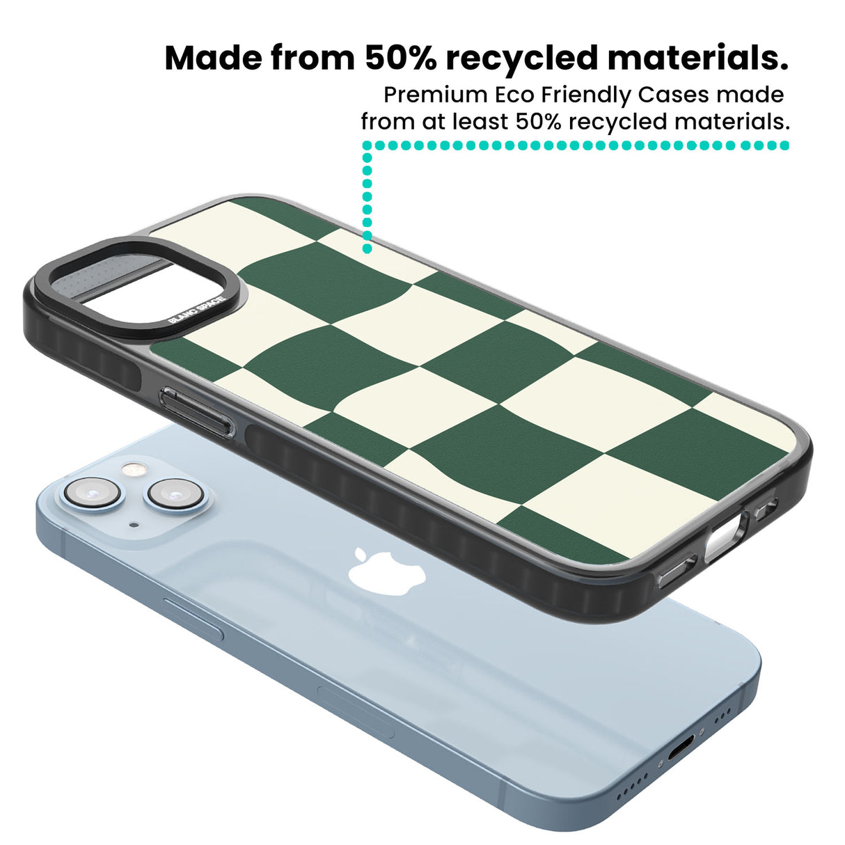 Green & Cream Wavy Check Black Impact Phone Case for iPhone 13, iPhone 14, iPhone 15