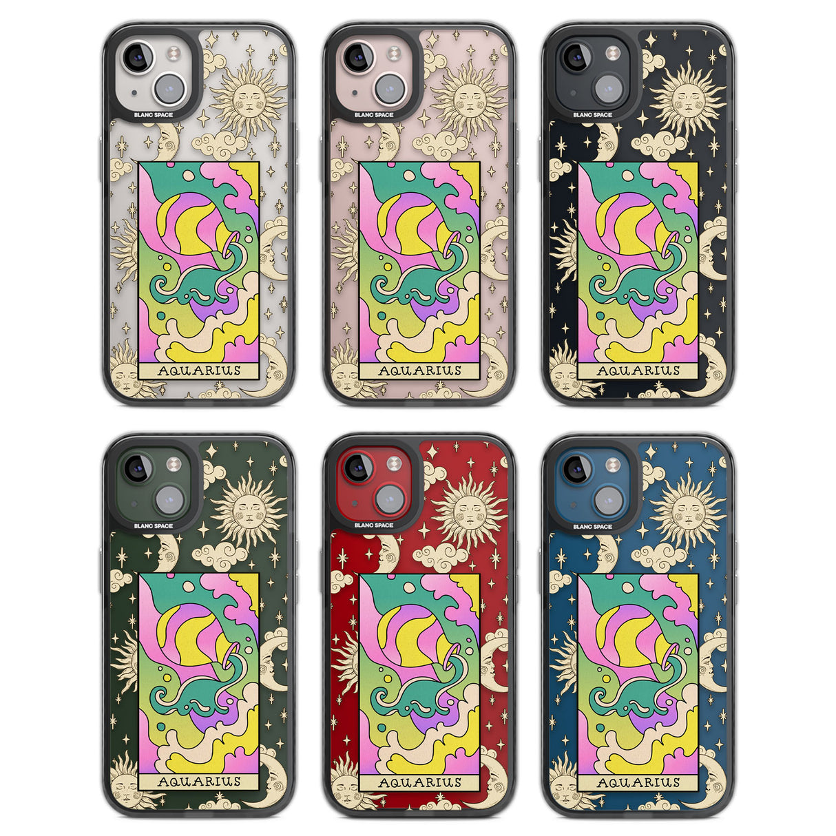 Celestial Zodiac - Aquarius Black Impact Phone Case for iPhone 13, iPhone 14, iPhone 15