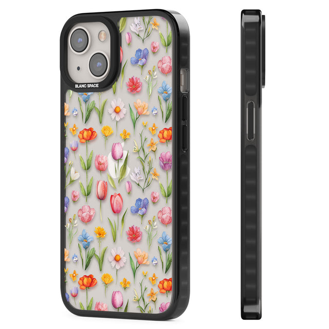 Small Flower Mix Black Impact Phone Case for iPhone 13, iPhone 14, iPhone 15