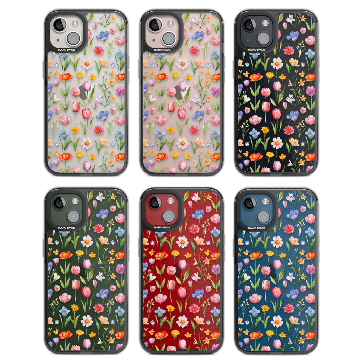 Small Flower Mix Black Impact Phone Case for iPhone 13, iPhone 14, iPhone 15