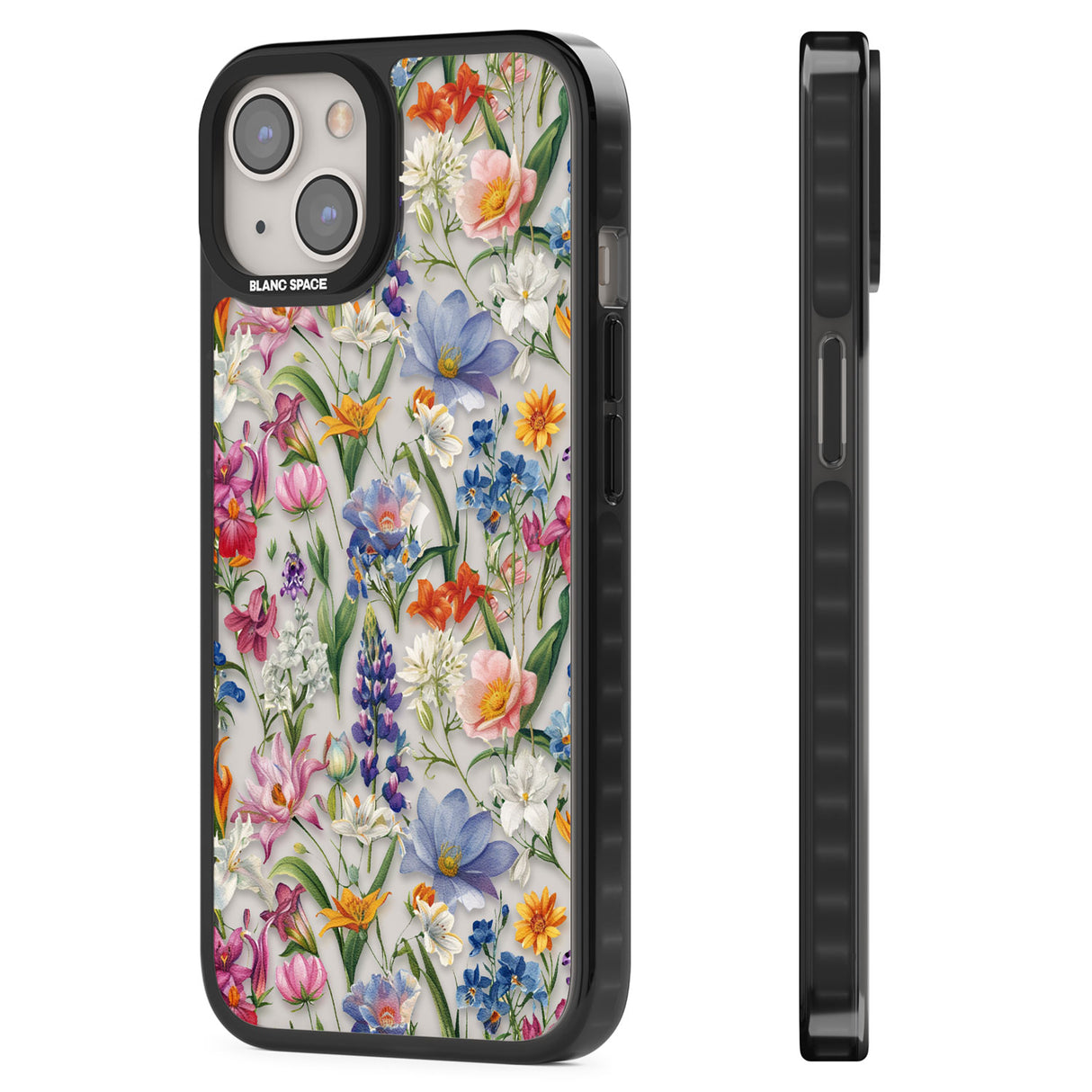 Vintage Wildflowers Black Impact Phone Case for iPhone 13, iPhone 14, iPhone 15