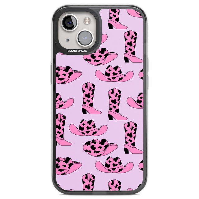 Cow-Girl Pattern Black Impact Phone Case for iPhone 13, iPhone 14, iPhone 15