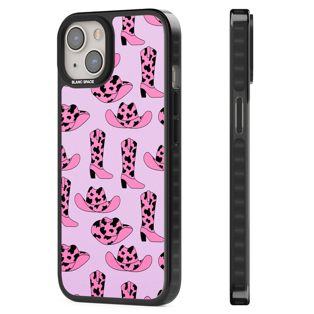 Cow-Girl Pattern Black Impact Phone Case for iPhone 13, iPhone 14, iPhone 15