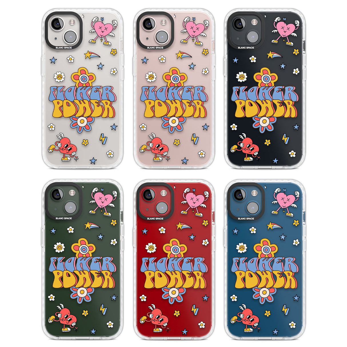 Flower Power Clear Impact Phone Case for iPhone 13, iPhone 14, iPhone 15
