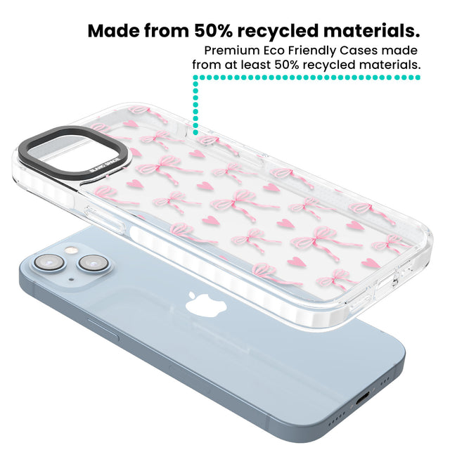 Pink Bows & Hearts Clear Impact Phone Case for iPhone 13, iPhone 14, iPhone 15