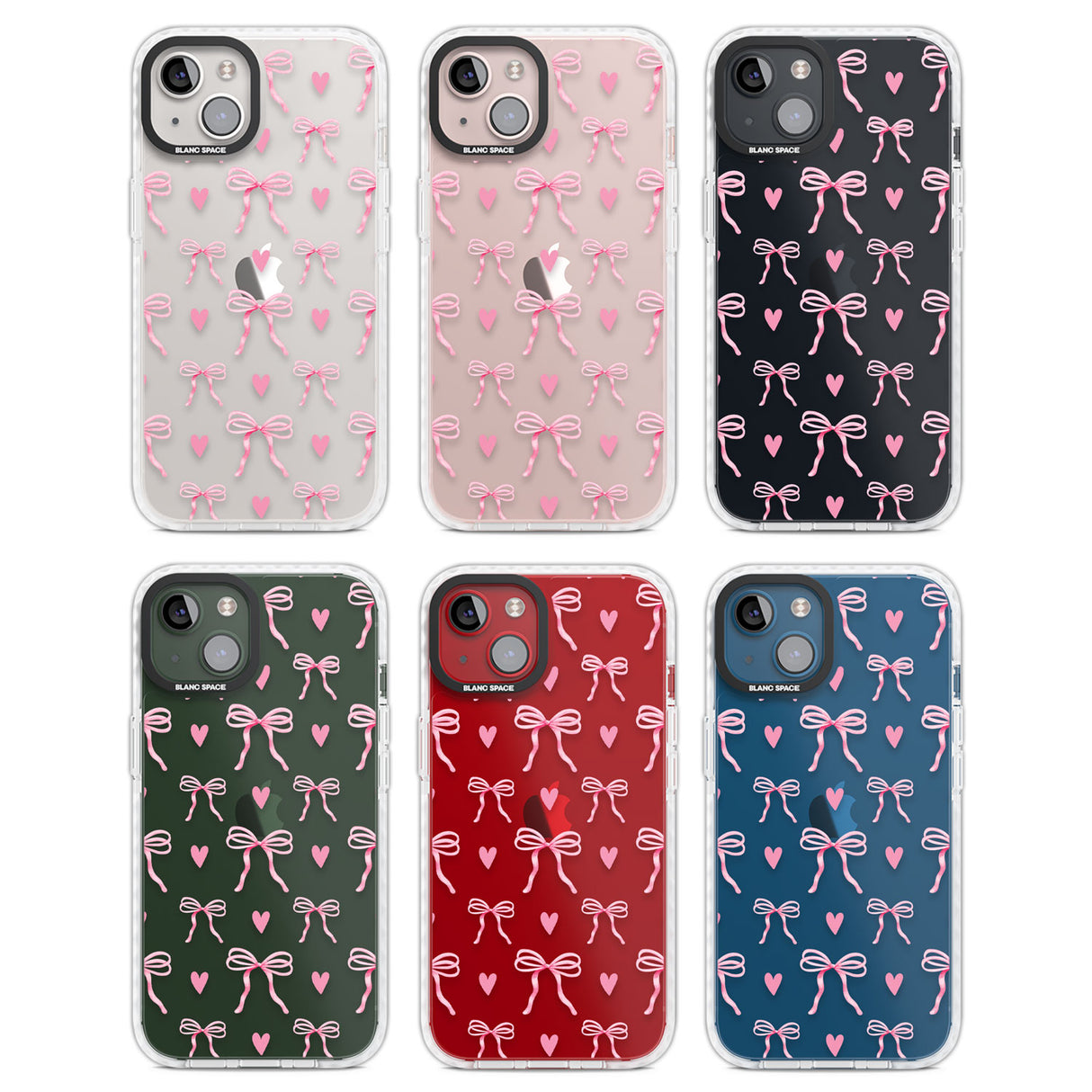 Pink Bows & Hearts Clear Impact Phone Case for iPhone 13, iPhone 14, iPhone 15