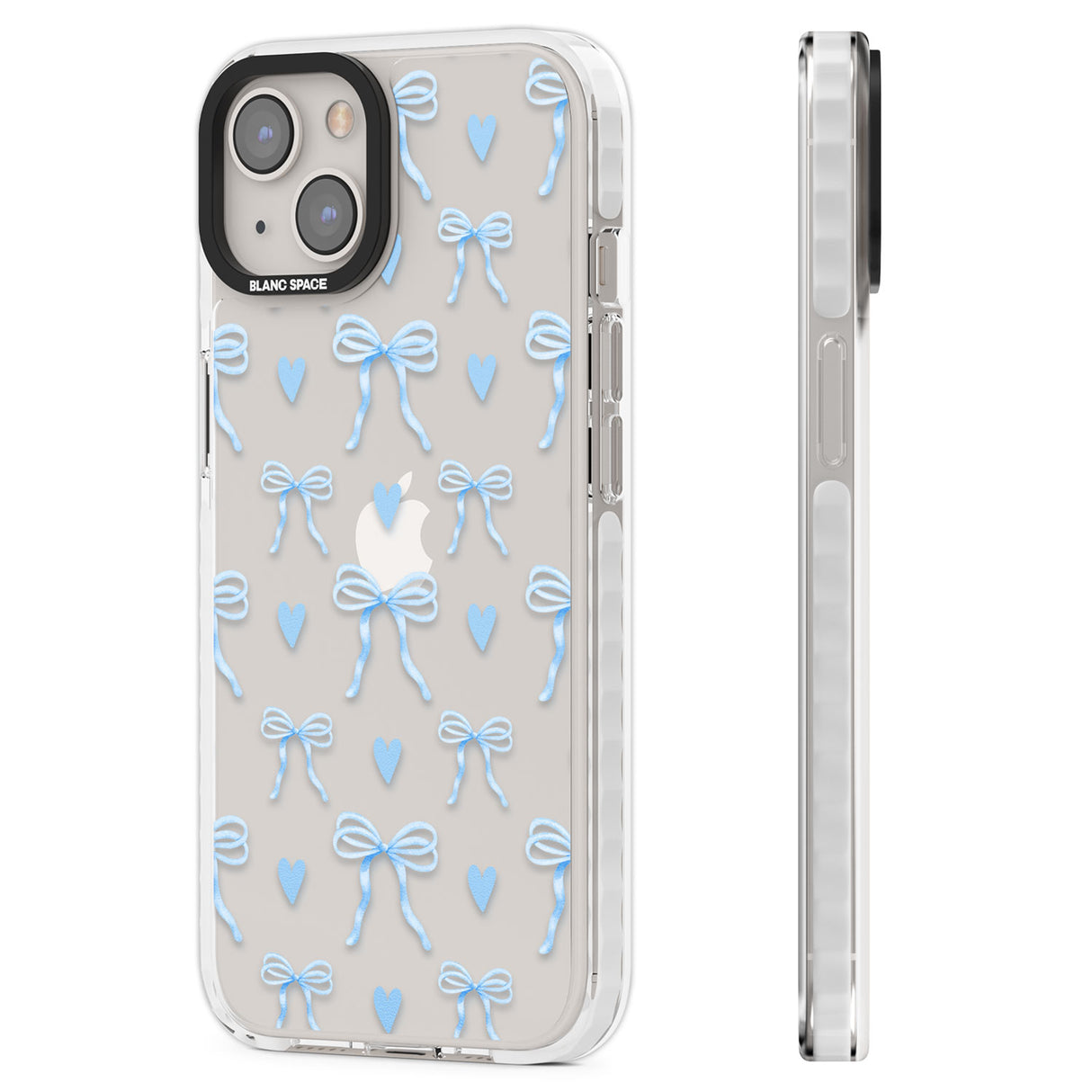 Blue Bows & Hearts Clear Impact Phone Case for iPhone 13, iPhone 14, iPhone 15