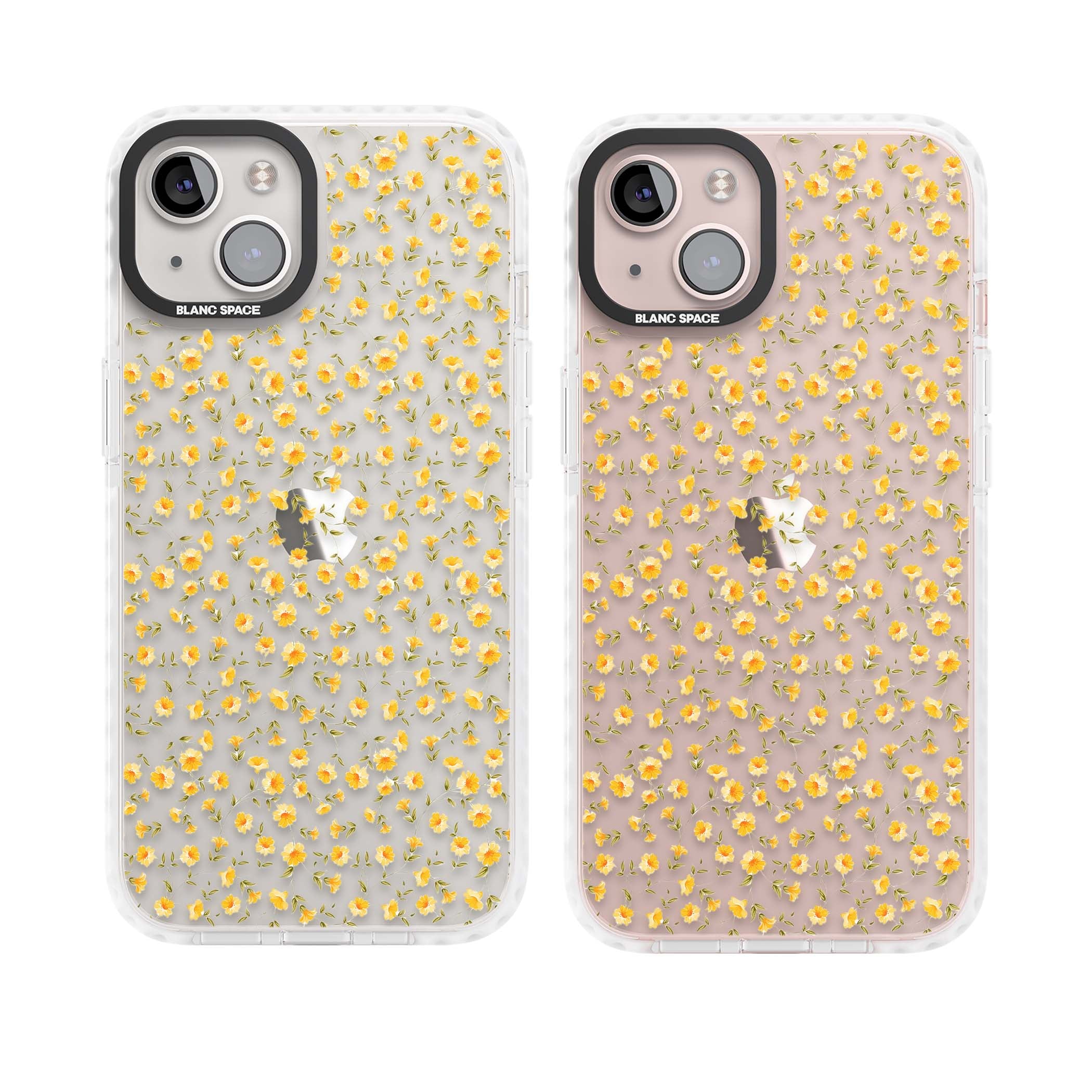 Buttercup wildflower iPhone case featuring tiny yellow flowers and trailing green vines on clear | Clear Impact case for iPhone 13, iPhone 14, iPhone 15