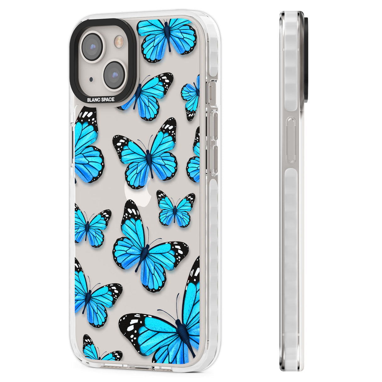 Blue Butterflies Clear Impact Phone Case for iPhone 13, iPhone 14, iPhone 15