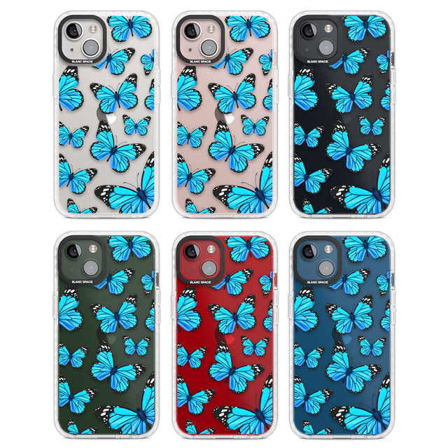 Blue Butterflies Clear Impact Phone Case for iPhone 13, iPhone 14, iPhone 15