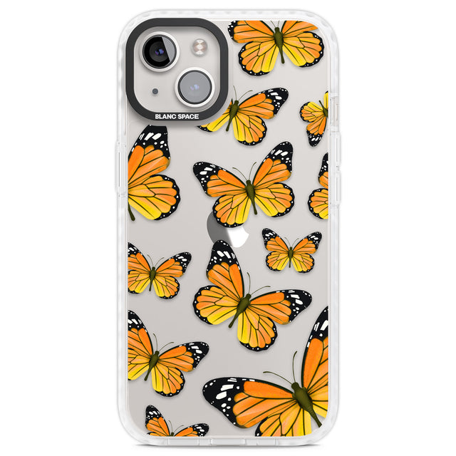 Sun-Yellow Butterflies Clear Impact Phone Case for iPhone 13, iPhone 14, iPhone 15