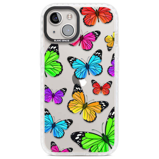 Vibrant Butterflies Clear Impact Phone Case for iPhone 13, iPhone 14, iPhone 15
