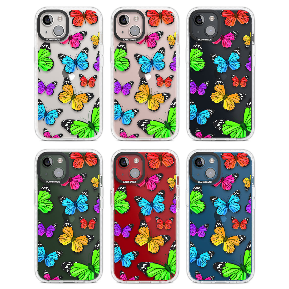 Vibrant Butterflies Clear Impact Phone Case for iPhone 13, iPhone 14, iPhone 15