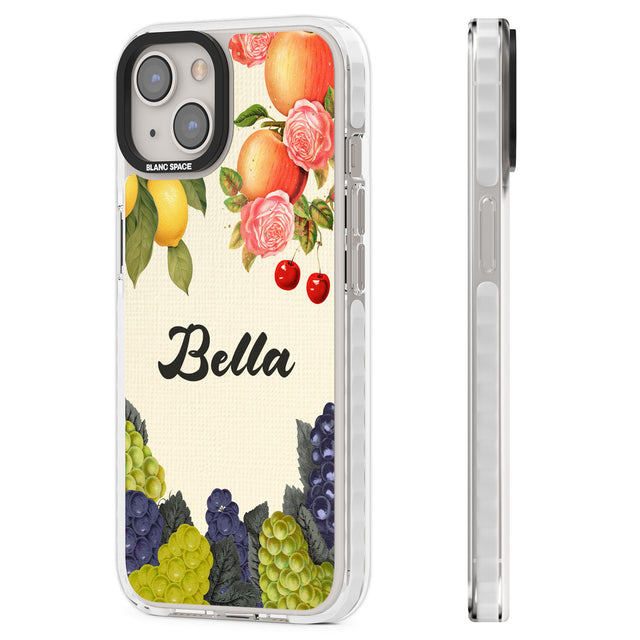 Personalised Vintage Fruits Clear Impact Phone Case for iPhone 13, iPhone 14, iPhone 15