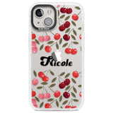 Personalised Cherry Pattern Clear Impact Phone Case for iPhone 13, iPhone 14, iPhone 15