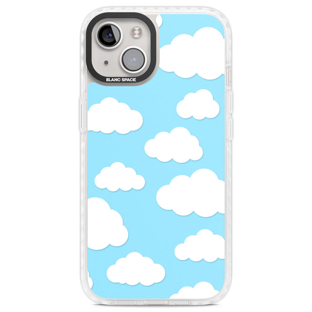 Blue Sky & Clouds Pattern Clear Impact Phone Case for iPhone 13, iPhone 14, iPhone 15