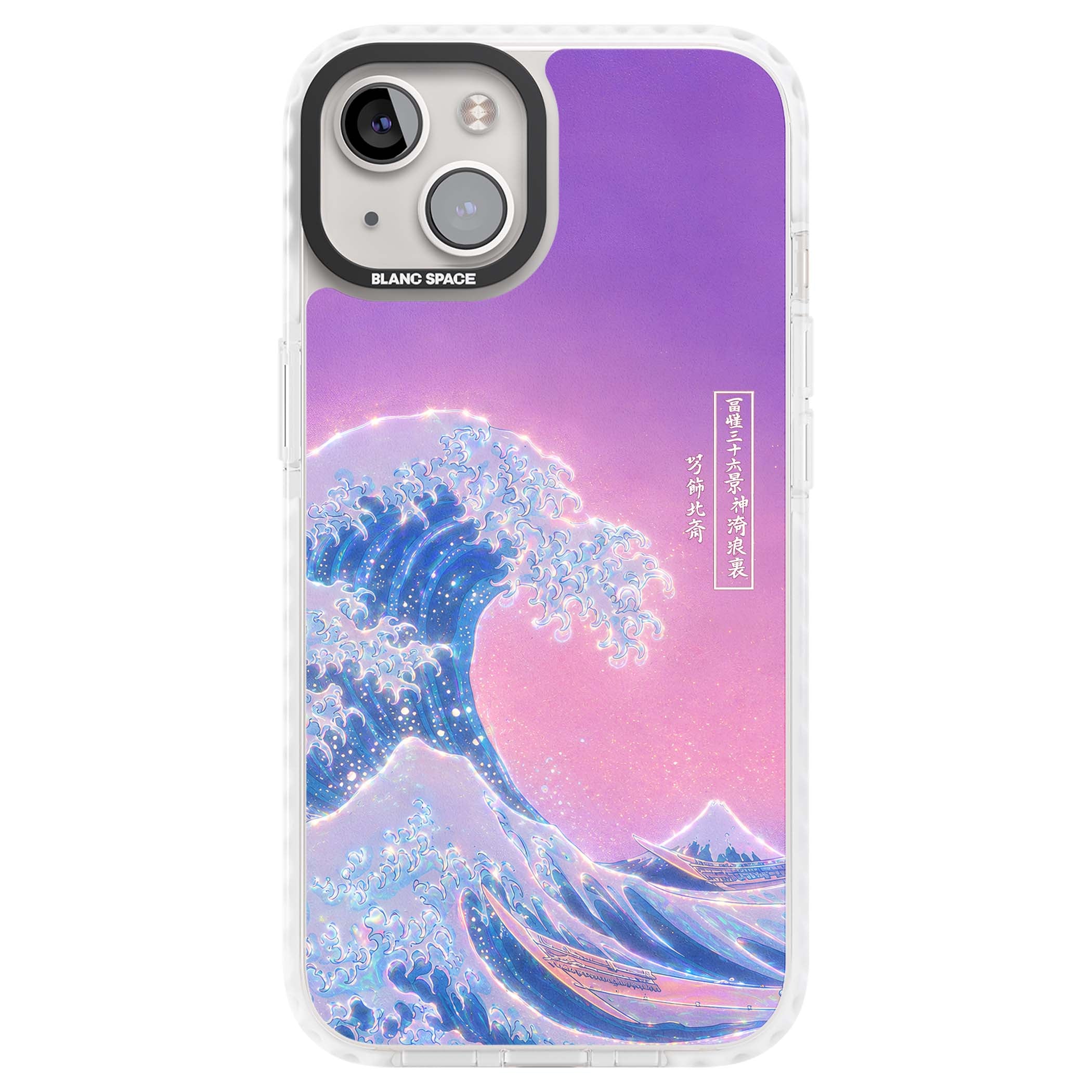 The Great Opal Wave Japanese iPhone case featuring Hokusai's great wave in iridescent pastels with lilac sky and Mou | Clear Impact case for iPhone 13, iPhone 14, iPhone 15