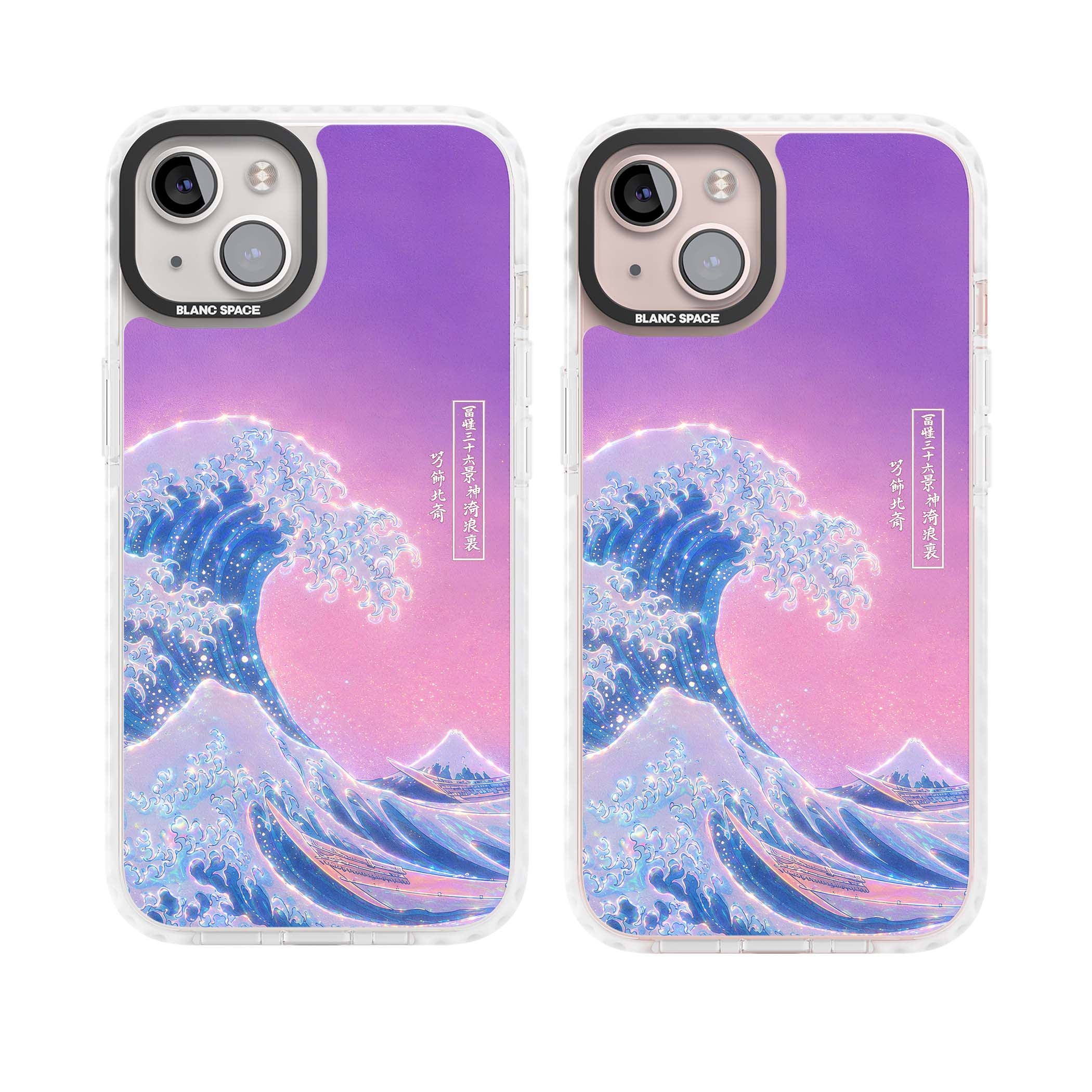 The Great Opal Wave Japanese iPhone case featuring Hokusai's great wave in iridescent pastels with lilac sky and Mou | Clear Impact case for iPhone 13, iPhone 14, iPhone 15
